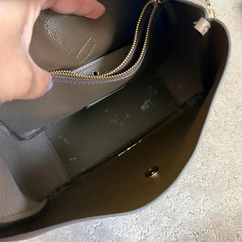 Coach Hadley Bucket Bag Polished Pebble Leather Dark Stone Brown Womens Handbag